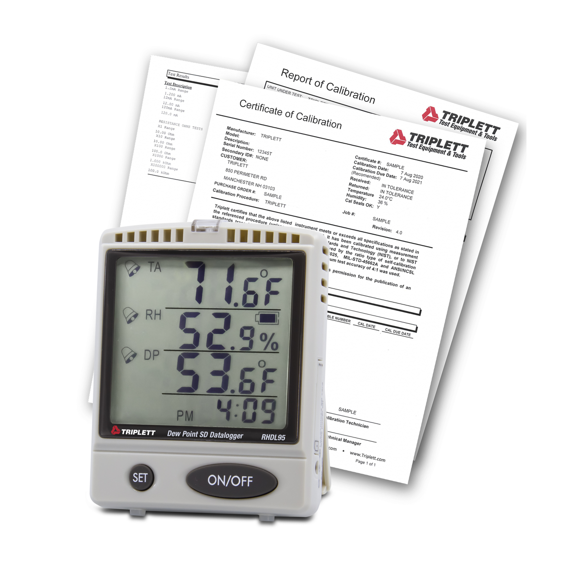 Triplett RHDL95-NIST Humidity/Temperature/Dew Point SD Datalogger with Certificate of Traceability to N.I.S.T.